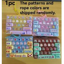 1pc Transparent Button Stress Relief Toy, Pink Handheld Cute Cartoon Decompression Keyboard Keychain Pendant - Multicolor - View 2