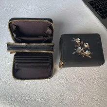 Dompet Kartu Motif Burung Kecil Ringan dan Modis Cocok untuk Penggunaan Sehari-hari untuk Wanita, Dompet Mini dengan Resleting Ganda, Dompet Kartu - MultiWarna - View 3