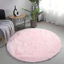 1pc Thick Round Carpet, Suitable For Bedroom, Modern Plush Round Rug, Suitable For Living Room, Round Plush Carpet, Non-Slip Soft Fluffy Rug, Doormat, Living Room Floor, Bedroom - White - View 4