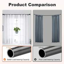 31 To 154 Inch Window Curtain Rod, 5/8 Inch Black Curtain Rod Set With Brackets, Adjustable Metal Rod For Bedroom, Kitchen, Living Room, Matte Black - Rhombus-black - View 4