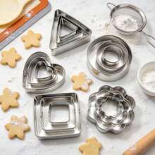 15pcs Mini Stainless Steel Cookie Cutters, Kitchen Baking Tools, Includes Round, Flower, Triangle, Heart, Square Shapes, For Making Mini Cookies, Vegetables, Fruits, Suitable For Christmas Pastry Decoration, Christmas Gift - View 3