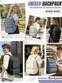 Waterproof Fabric Multifunctional Backpack, Multi-Pocket Layered Storage Large Capacity Laptop Bag, Unisex Commuter Business Travel Campus Wear-Resistant School Bag - Multicolor - View 8