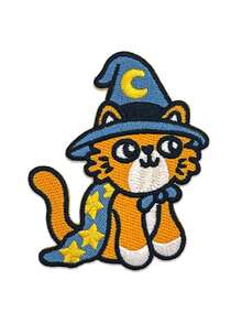 1pc/2pcs/3pcs/5pcs/6pcs/7pcs/9pcs/12pcs Wizard Cat Iron On Patch, Cute Kitten Embroidery Applique - Multicolor - View 10