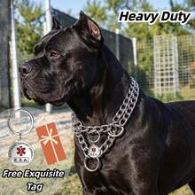 Heavy Duty Double Row Metal Dog Chain Collar, Chew-Resistant Pet Decorative Neck Chain, Sturdy Dog Leash Display Collar, Suitable For Cane Corso, Bully, Rottweiler, Mastiff, Large And Giant Dog Breeds - Silver - View 4