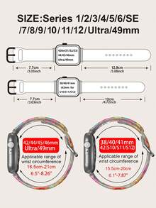 半透明彩色花卉花園時尚矽膠錶帶，適用於 38mm 40mm 41mm 42mm 44mm 45mm 46mm 49mm，相容 Series Ultra S12/S11/S10/SE/8/7/6/5/4/3/2/1，休閒運動日常穿搭智慧手錶錶帶 - 彩色 - 查看 6