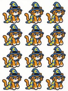 1pc/2pcs/3pcs/5pcs/6pcs/7pcs/9pcs/12pcs Wizard Cat Iron On Patch, Cute Kitten Embroidery Applique - Multicolor - View 9