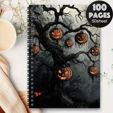 1pc Gothic Spiral Notebook - A5-Sized Spooky Jack-O-Lantern & Glowing Eyes Design - Pages For Journaling, Planner - Mini Travel Journal - Halloween Gift For Women, Girls, Gothic Decor - Spiral Bound Planner & Organizer - One Book (50 Pages, 100 Pages) - View 12