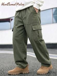 Vancamel Pulse Men's Drawstring Versatile Minimalist Multi-Pocket Design Outdoor Functional Style Cargo Long Pants, Casual Men's Long Pants - Army Green - View 2