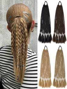 Ekstensi Rambut Ekor Kuda Kepang 16 Inci Siap Pakai, Aksesori Rambut Sintetis untuk Anak Perempuan dan Wanita, Ringan, Cocok untuk Penggunaan Sehari-hari, Festival, dan Pesta Rave yang Unik - MultiWarna - View 1