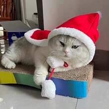 1PC Pet Supplies Christmas Cat Dog Cape New Year Pet Costume Photo Props - Red - View 6