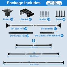 31 To 154 Inch Window Curtain Rod, 5/8 Inch Black Curtain Rod Set With Brackets, Adjustable Metal Rod For Bedroom, Kitchen, Living Room, Matte Black - Rhombus-black - View 15