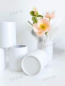 4/10 Pcs White Round Floral Box, Fresh Flower Packaging Small Box, Valentine's Day Fresh Flower Packaging Small Bucket, Handheld Flower Bucket Mini Hug Bucket - White - View 1