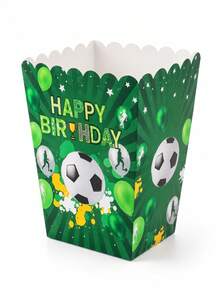 12pcs Soccer Birthday Popcorn Boxes, Green Football Theme Snack Containers For Fries, Chicken Bites, Candy, Party Tables, Gatherings And Celebrations - Green - View 10