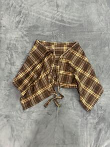 1件格紋遮臀裙，時尚百褶遮臀裙，可搭配A字裙或迷你裙，裙襬遮臀，臀部遮簾 - 彩色 - 查看 11