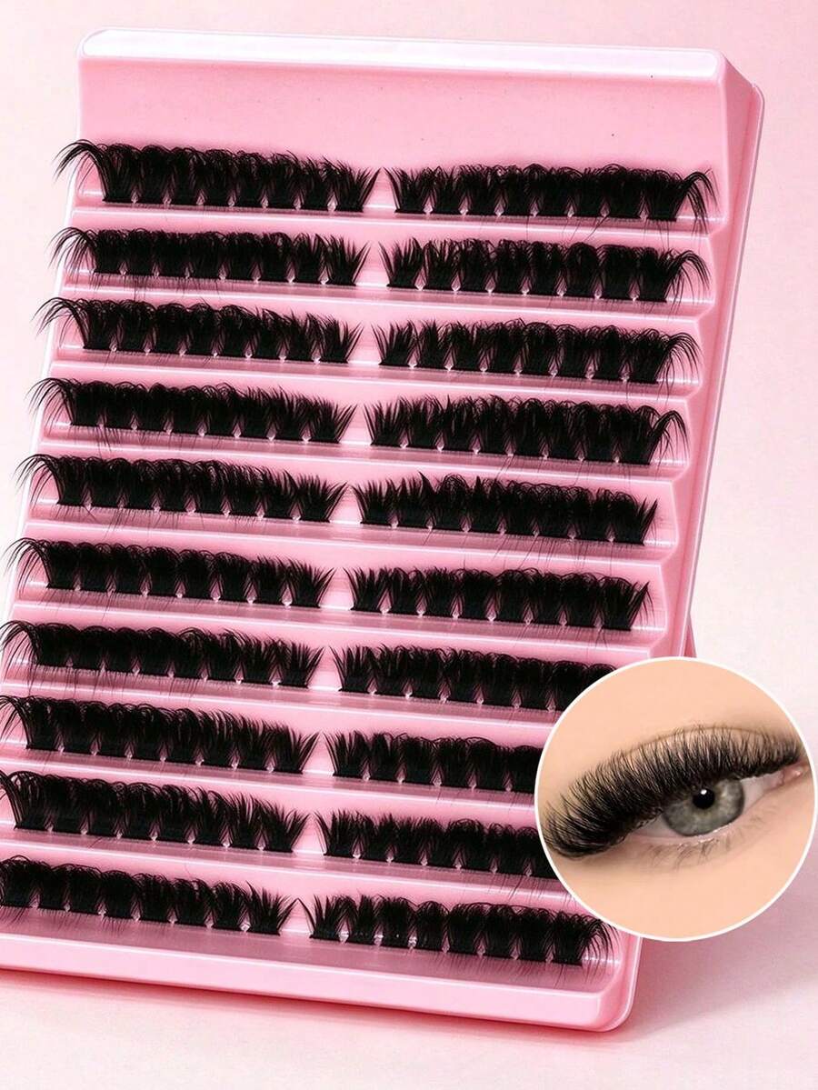 Lông mi giả chùm Wispy 10 hàng, nối mi sợi đơn DIY, lông mi giả xốp tái sử dụng tại nhà - D - Xem 1