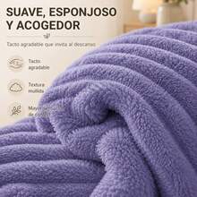 Juego de Edredón Sherpa Reversible con Textura Acanalada 3D y Fundas de Almohada, Suave, Cálido y Mullido, Ropa de Cama de Invierno para Dormitorio - Púrpura malva - Ver 5