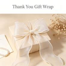 1 Roll 9m Long 4cm Wide Beige Fish Tail Mesh Ribbon, Suitable For Flower Bouquet Packaging, Gift Box Ribbon, Wedding Chair Back Decoration, Party Balloon DIY Crafts, Holiday Decorations, Clothing Accessories - Beige - View 5