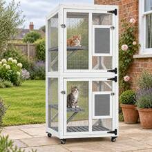 YODOLLA Outdoor Cat House With Waterproof Roof & 4 Levels (180 Cm) - White - View 6