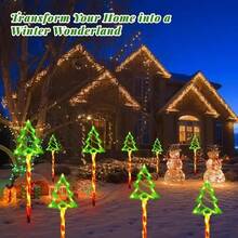 Christmas Solar Powered Christmas Tree Stake Lights, Set Of 5, Hollow Transparent Christmas Tree Design With Red-Brown Spiral Decorative Light Pole, Exquisite And Cute Style, Light Flows Along The Tree Contour When Lit, Creating A Strong Christmas Atmosphere. Solar Powered Solution, Automatically Collects Sunlight And Stores Energy During The Day, Built-In Light Control Sensor - Solar Powered 5-piece Christmas Tree - View 4