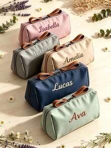 1PC Customized Name Embroidery Storage Bag, Jewelry Storage Bag, Personalized Makeup Bag, Bridal Gift, Toiletries Bag, Birthday Gift (Unisex) - Multicolor - View 2