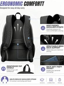 Waterproof Fabric Multifunctional Backpack, Multi-Pocket Layered Storage Large Capacity Laptop Bag, Unisex Commuter Business Travel Campus Wear-Resistant School Bag - Multicolor - View 7
