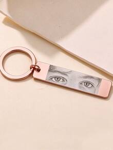 Custom Photo Eye Stainless Steel Keychain Personalized Rectangular Key Ring Picture Key Pendant Couple Commemorative Gift, Suitable For Lovers, Family Valentine's Day, Birthday Or Halloween Anniversary Memorial Keepsake Gift - Multicolor - View 12