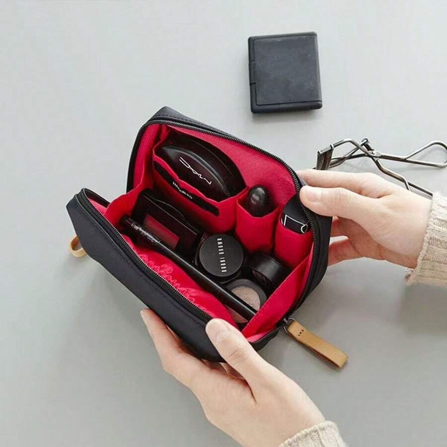 Convenient Minimalist Makeup Bag, Large Capacity Handheld Cosmetic Waterproof Storage Toiletry Bag, Powder Puff Lipstick Coin Purse, Suitable For Daily Use, Sanitary Napkin Storage Bag - Multicolor - View 1