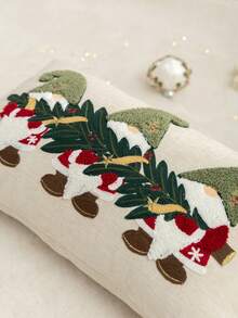 1pc Christmas Gnome Embroidered Pillow Case, Suitable For Indoor Decor, Christmas Decoration, All-Season Pillow Cover, Without Insert - Multicolor - View 8