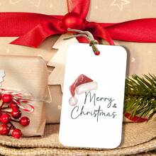 50pcs Christmas Gift Tags With Hemp Rope - Santa Hat Design Merry Christmas Paper Gift Tags, Holiday Hanging Labels For Xmas Presents, Gift Wrapping & Party Favor, Festive Gift Decoration - Multicolor - View 5
