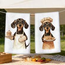 2pcs/Pack White Cartoon Kitchen Towels, Daily Kitchen Towels, Animal Kitchen Towels, Hand Towels, Cooking Baking Tea Towels, Dish Cloths, Cleaning Cloths, Living Room Decor, Kitchen Decor, Kitchen Essentials, Home Essentials - White - View 6