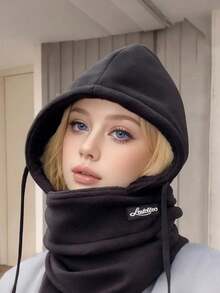 1pc Unisex Hat With Ear Warmers - Solid Color, Neck And Face Protection, High-Gram Wool Lining Beanie, Suitable For Outdoor Cycling, Casual Style, Drawstring Closure, Autumn/Winter Holiday Theme Warm Headwear - A - View 11