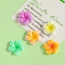 5/10/15pcs Colorful Gradient Plumeria Flower Fridge Magnets, Fresh Five-Petal Floral Magnetic Stickers, Creative Resin Decorative Magnets For Kitchen Whiteboard, Storage Cabinet, Home Decor Small Ornaments - Multicolor - View 2