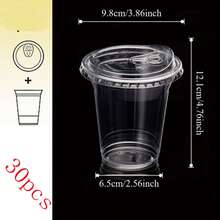 100/50/40/30/20/10/1pc High Transparency Cup With Lid, Leak-Proof Design Suitable For Iced Coffee, Milk Tea, Fresh Juice, Sparkling Water, Perfect For Home, Party, Picnic, Coffee Shop Takeout, Material, Clear And Beautiful, Easily Create Atmosphere Drinks! - Clear - View 19