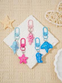 Cute Mini Resin Ocean Animal Keychain Pendant, Adorable Marine Creature Quick-Clip Bag Charm, Suitable For Keys And Backpack Decoration - Multi-color - View 5