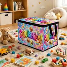 1PC Squishies Colorful Donut & Burger Food Pattern Under-Bed Storage Box With Zipper Flap, Foldable Organizer - Suitable For Book Organization, Under-Bed Storage, Car Trunk Storage, Cosmetics, Hair Styling Tools, Toy Storage, Student Back-To-School Storage, Office, Home Organization, Clothing, Blankets, Large Capacity Storage For Daily Items - A - View 9