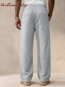 Vancamel Pulse Men's Solid Color Fashion Long Pants, Comfortable Casual Straight Leg Trousers For Daily Wear - Light Grey - View 4