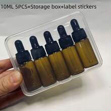 1pc/5pcs/Pack 1ml 2ml 3ml 5ml 10ml 15ml 20ml Brown Amber Glass Refillable Dropper Bottles, Essential Oil Filling Tools, Precise Dosage Control, Light-Proof Empty Bottles, Travel Portable, Spray Bottle, Mini Perfume - Brown - View 22