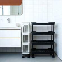 1PC/Small Cart Gap Storage Rack, Multi-Layer Storage, Partitioned Storage, Gap Storage, Movable, Flexible Push And Pull, Easy Assembly, Sturdy Load-Bearing, Waterproof And Moisture-Proof, Easy To Clean, Space-Saving, Open Access, Suitable For Kitchen, Bathroom, Living Room, Bedroom, Movable Floor Cart Multi-Layer Bathroom Narrow Storage Rack - Multicolor - View 5