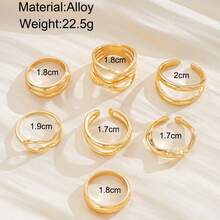 Fashionable Personalized Minimalist Ins Style Alloy Geometric Multi-Piece Set Women's Rings - Gold - View 2