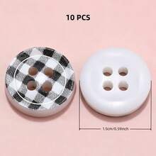 20/40/50 PCS, 1.2cm/1.25cm Round/Heart Grid Print 4-Hole Buttons, Suitable For Clothing Accessories, Dresses, Jackets, Shirts, Sweaters DIY, Dolls, Phone Cases Decoration - Checkered Print - View 53
