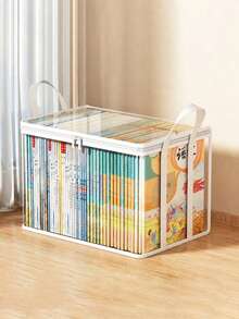 1pc Transparent PVC Storage Box, Foldable With Transparent Window Storage Bag, Extra Large Durable Transparent Storage Bin, Thickened Waterproof Rectangular Storage Box, Suitable For Books, Toys, Stationery And Snacks, Space-Saving Home And Classroom Storage, Practical Holiday Gift Choice, Bedroom Decor, Back To School, Autumn Decor, School Supplies - View 10