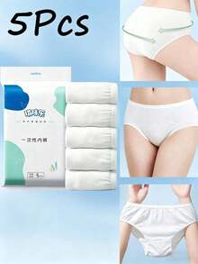 1/5 Pack Women's Disposable Panties, Outdoor Supplies, Maternity Postpartum Travel Use, Wash-Free Disposable Shorts - White - View 1
