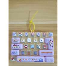1pc Transparent Button Stress Relief Toy, Pink Handheld Cute Cartoon Decompression Keyboard Keychain Pendant - Multicolor - View 7