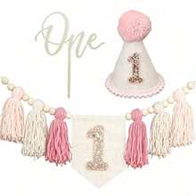 Pet 1st Birthday Party Hat, Linen Cone Hat With Pink Pom Pom And Glitter Number 1, Soft Adjustable Party Costume Photo Prop, Suitable For Small Dogs, Cats, Puppies, Kittens First Birthday Celebration - Multiple Styles - View 5