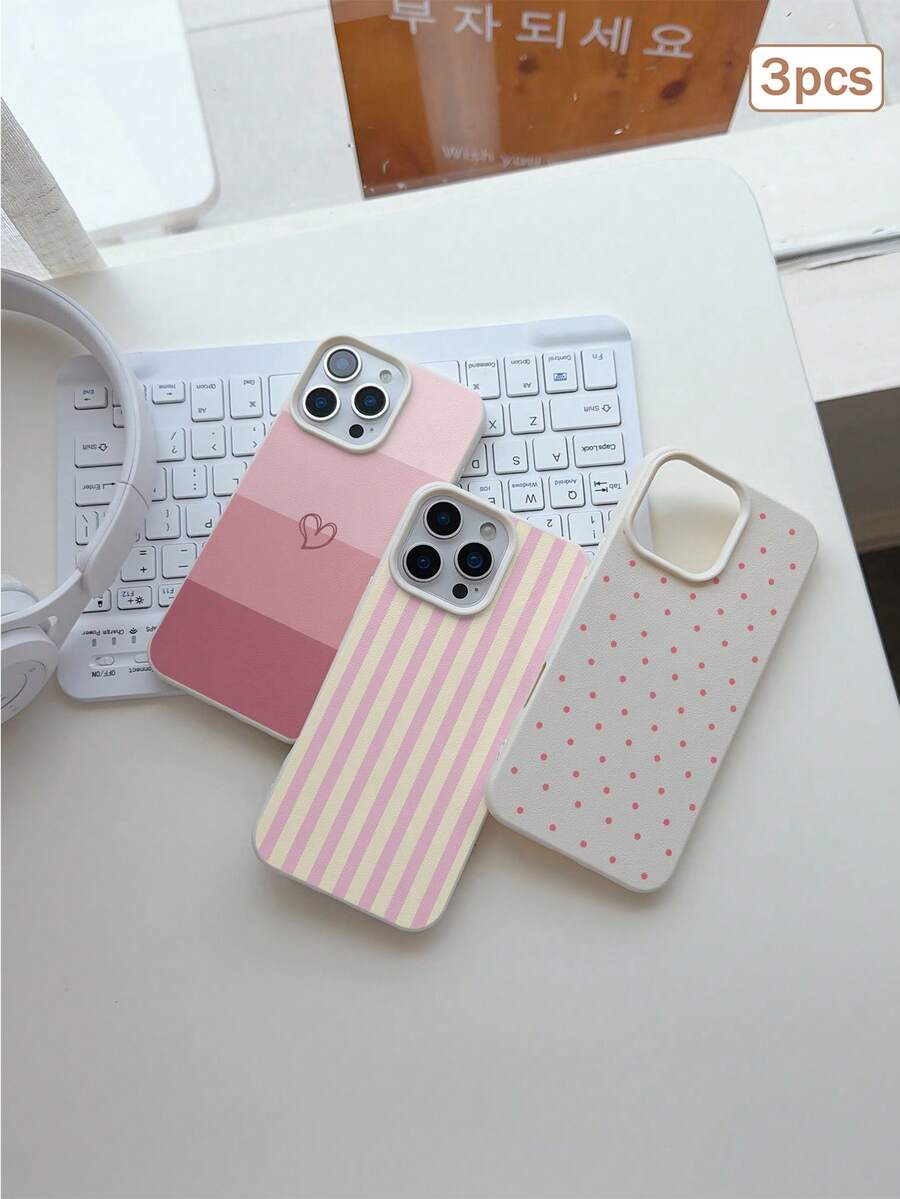 3件裝彩色印花元素 TPU 防震全包覆手機殼 精準保護套 適用於 Apple 11/12/13/14/15/16/17 Pro Max - 彩色 - 查看 1
