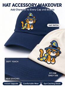 1pc/2pcs/3pcs/5pcs/6pcs/7pcs/9pcs/12pcs Wizard Cat Iron On Patch, Cute Kitten Embroidery Applique - Multicolor - View 5