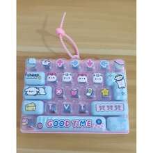 1pc Transparent Button Stress Relief Toy, Pink Handheld Cute Cartoon Decompression Keyboard Keychain Pendant - Multicolor - View 8