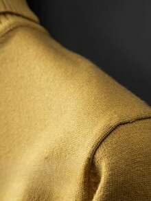 GRDR Men's Solid Color High Neck Long Sleeve Casual Sweater - Yellow - View 6