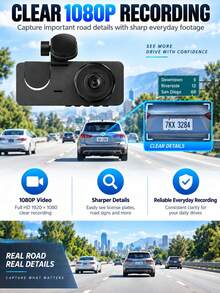 YAIUZGOO Set Kamera Dash Cam 3 Kamera untuk Mobil, Kamera Depan dan Belakang 1080P dengan Perekaman Kabin, Perekam DVR Mobil Sudut Lebar dengan Layar LCD, Sistem Kamera Mengemudi Tiga Lensa, Perekam Video Rekaman Malam, Membutuhkan Kartu TF (Kartu Tidak Termasuk) - Bagian depan mobil + Bagian belakang mobil + Bagian dalam mobil - View 5