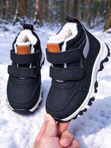 1 Pair Snow Boots, Wool Lined, Thick Fleece, Warm Winter Boots For Boys And Girls - Black - View 6